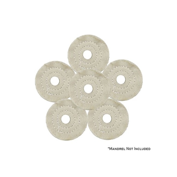 Renegade Products Usa Mini Buffing Wheels, 1/2" Arbor Hole, UBM Mini Buff Pack, 20-Ply, 1/4" Thick, 2 Inch, 6PK FCV2X20P60UBM-1/2AH-6PK - main