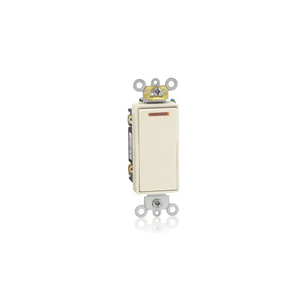 Leviton Decora Plus Rocker Lighted Handle, Illuminated OFF Single-Pole AC Quiet Switch, 20A, 120V, Light Almond 5633-2T - main