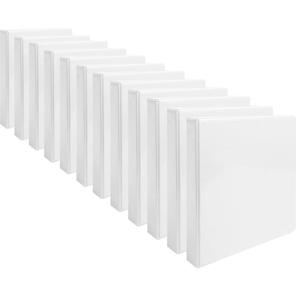 Business Source 1" View Binder, 225 Sheet Capacity, Round Ring, White, PK12 BSN09953CT - main