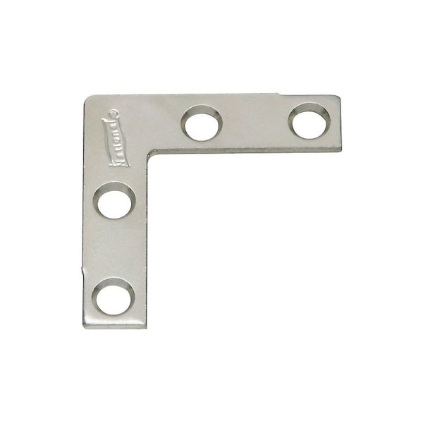 National Hardware V117 Series Corner Brace, 1-1/2 in L, 3/8 in W, 1-1/2 in H, Steel, Zinc, 4PK N113-795 - main