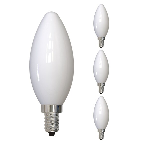 Bulbrite LED Filament, 5 Watt Dimmable B11 Light Bulb, Milky Glass Finish, E12 Base, 4000K, 500 Lumens, 4PK 862310 - main