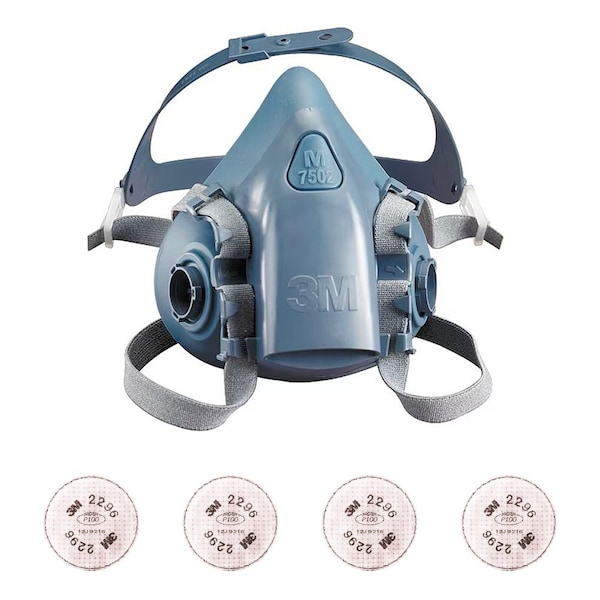 3M Half Mask Respirator Kit: Includes 4 Filters, 7500 Series, Nuisance Organic Vapor, P100, Size S 3PB39-5WYZ6 - main