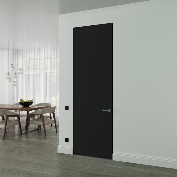 Sartodoors Hidden Door, Planum 0010 Matte Black Concealed Metal Frame 36" x 96" Left-hand Inswing PLANUM0010MF-BLK-36x96-LH-I - main