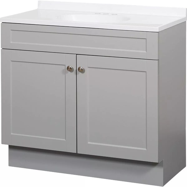 Zenith Zenna Home Cool Gray 36'' Wx35'' Hx18''D Shaker Vanity with Wht Cultured Marble Top SBC36GY - main
