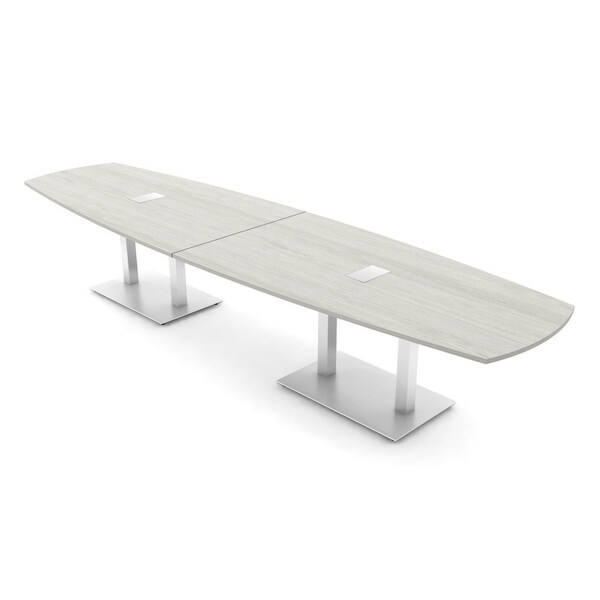 Skutchi Designs Arc Boat Conference Table, 45 in W, 168 in L, Ivory HAR-ABOT-48x168-DOU-K458-ESIL - main