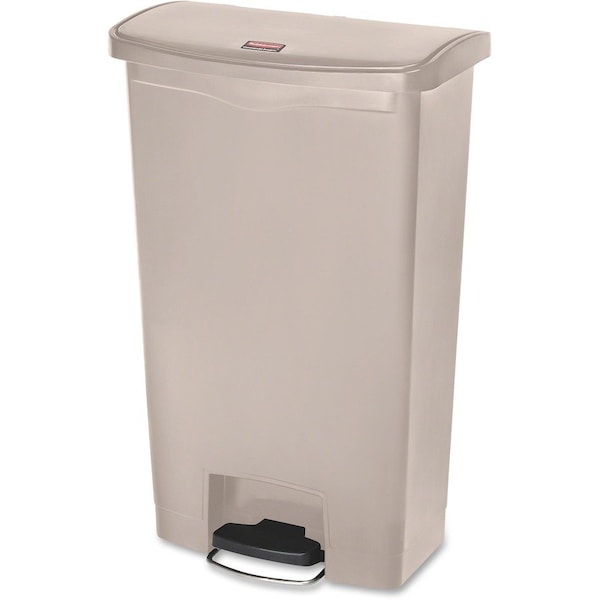 Rubbermaid Commercial Slim Jim Step-On 18 gal Rectangular Slim-Profile Plastic Can, Beige, Foot Pedal, Plastic, 13 in 1883460 - main