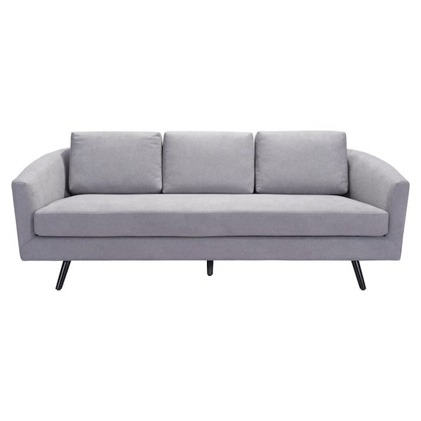 Homeroots 79" Gray Polyester Sofa With Black Legs 396462 - main
