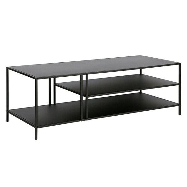Homeroots 48" Black Steel Coffee Table With Two Shelves 520907 - main