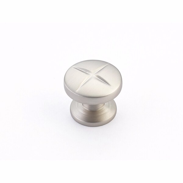 Schaub 1-3/8in Grooved Northport Round Cabinet Knob Satin Nickel Finish 210-15 - main