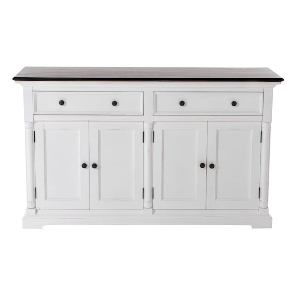 Homeroots Modern Farm Brown And White Two Door Buffet Server 388250 - main