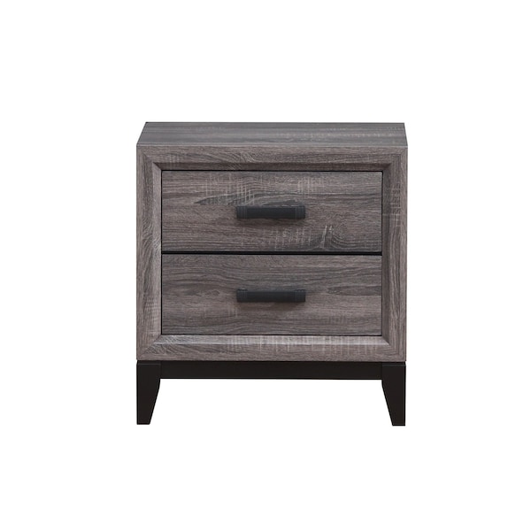 Homeroots 25" Gray Wood Two Drawer Nightstand 478609 - main