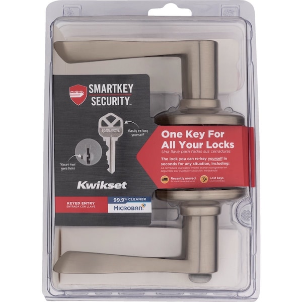 Kwikset Satin Nickel Balboa Entry Door Lever with Smartkey 405BL 15 SMT CP K6 V2 - main