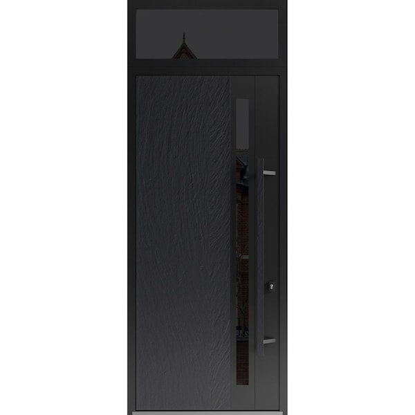 Vdomdoors Steel Door Dekton 0163 Ardesia Nero 96”/ Top Exterior Window Sidelite Entry Door Painted W36xH96+ DEKTON0163EXD-ARD-W36xH96+16-LH-I - main