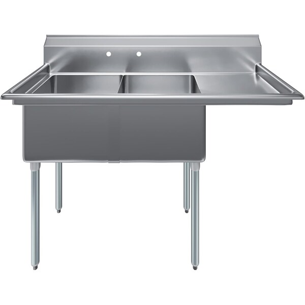 abc18　2口 Amgood 57 1/4 in. x 23.5 in. Stainless Steel Two Compartment Sink