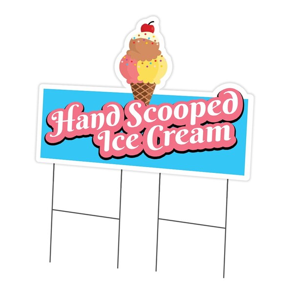 Signmission Hand Scooped Ice Cream Die Cut Yard & Stake plastic window, 2436-Hand Scooped Ice Cream C-DC-2436-DS-Hand Scooped Ice Cream19 - main