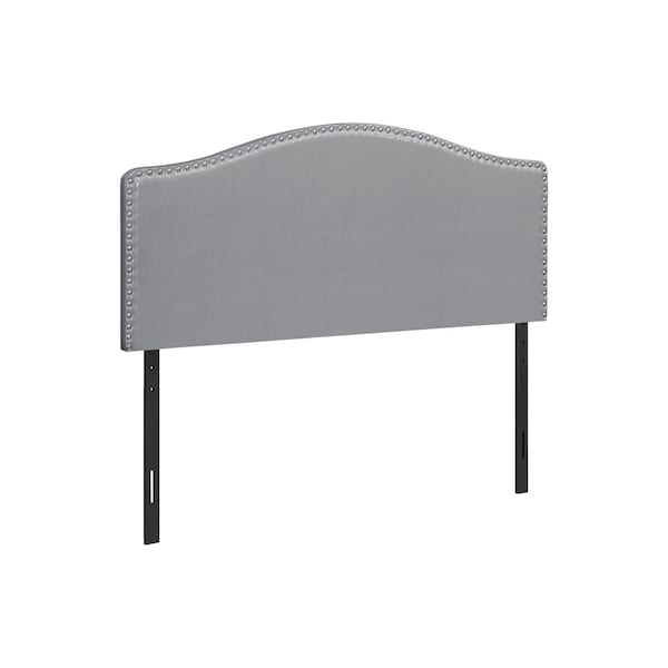 Homeroots Gray Faux Leather Upholstered Arched Queen Headboard With Nail Head Trim 490192 - main