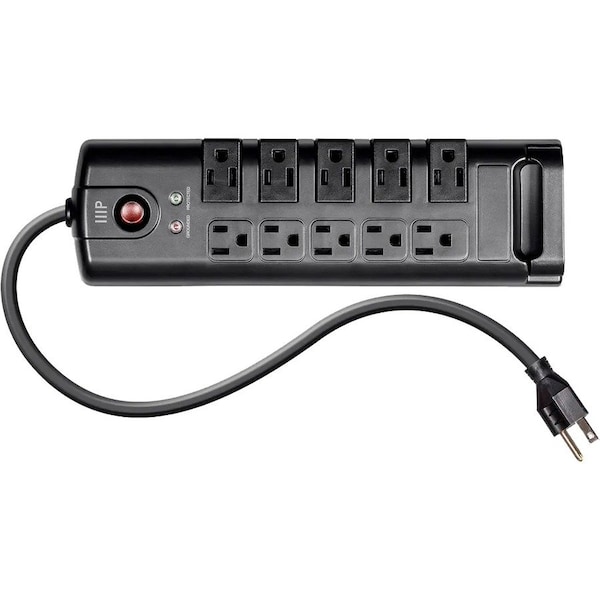 Monoprice Outlet Strip, Surge, 5-15R, 5-15P, 8 ft., Black 15875 - main