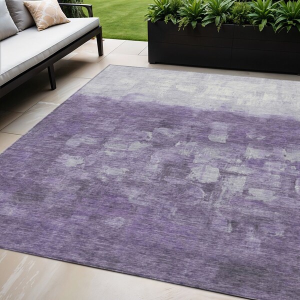 Homeroots 5' X 8' Purple And Silver Abstract Washable Indoor Outdoor Area Rug 632090 - main