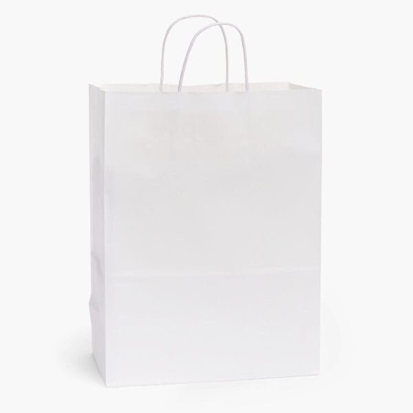 Nashville Wraps White Kraft Paper Shopping Bags, Carrier 10x5x13in, 250PK CARWH - main