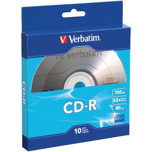 Verbatim CD-R 700MB 52X with Branded Surface - 10pk Bulk Box 97955 - main