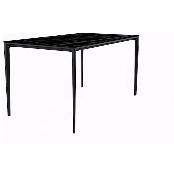 Leisuremod Rectangular 55.11 in W, 28.7 in L, Stone/Aluminum, Black/Gold ATBL-55BLG-S - main