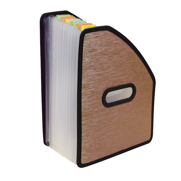 C-Line Products 8-1/2" x 11" Blackened Bronze 13-Pocket Vertical Stand-Up Expanding File, 1/EA 53316 - main