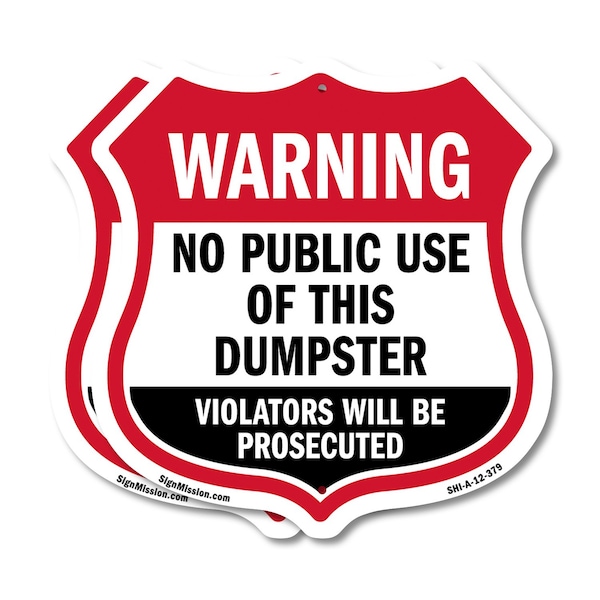 Signmission Dumpster Shield Sign Warning No Public U, 12 inch X 12 inch, Plastic Sign, 2PK SHI-P-2PACK-12-379 - main