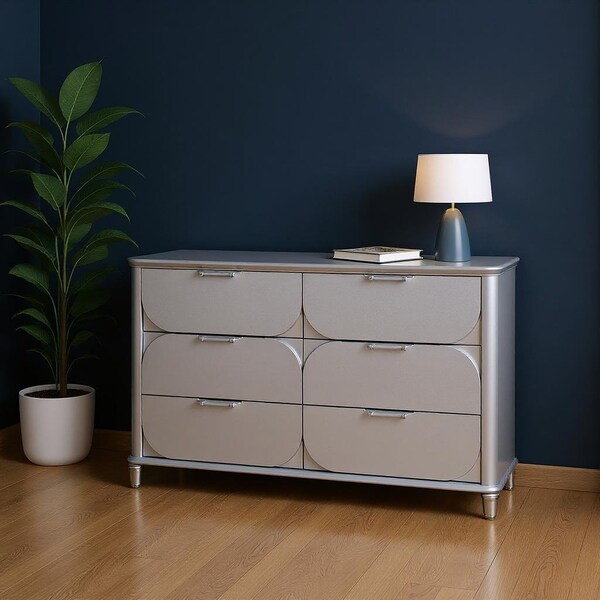 Homeroots 63" Silver Wood Six Drawer Double Dresser 633704 - main