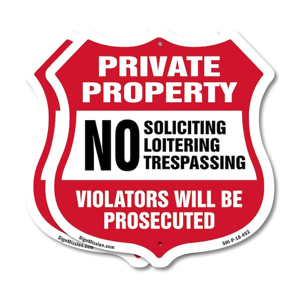 Signmission Private Property Shield Sign No Soliciti, 18 inch X 18 inch, Plastic Sign, 2PK SHI-P-2PACK-18-452 - main