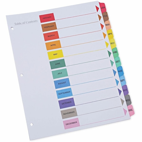 Universal INDEX, LTR, JAN-DEC, COL, WE, 12PK UNV24810 - main