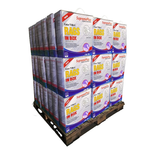 Supremeplus New Color Knit T-Shirt Cleaning Rags, 800 lbs. Pallet, 160 x 5 lbs. Compressed Box, 160PK SP-1438 - main
