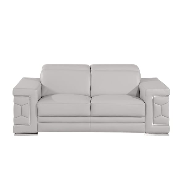 Homeroots 73in Light Gray and Silver Leather Reclining Loveseat 720578 - main