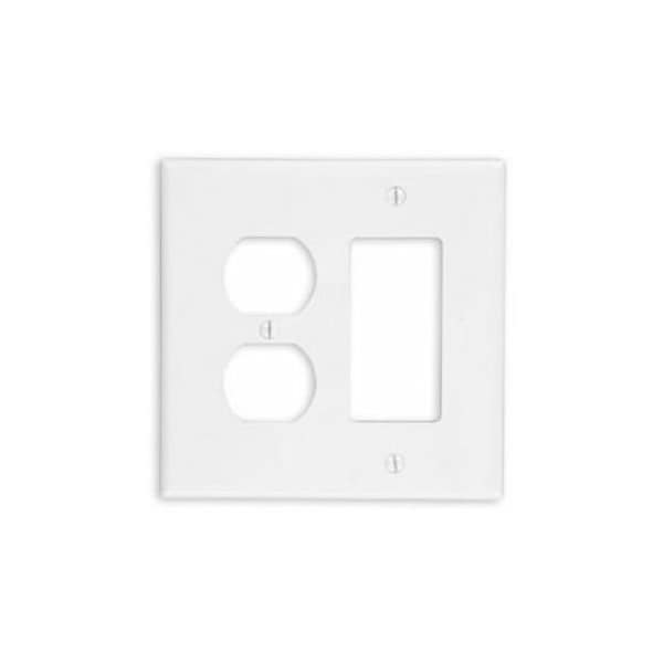 Leviton Combination Wallplate, Midway Size, Gang 2, White PJ826-W - main