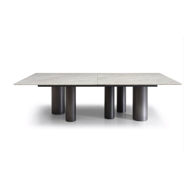 Homeroots 108" White and Black Marble and Stainless Steel Dining Table 718891 - main