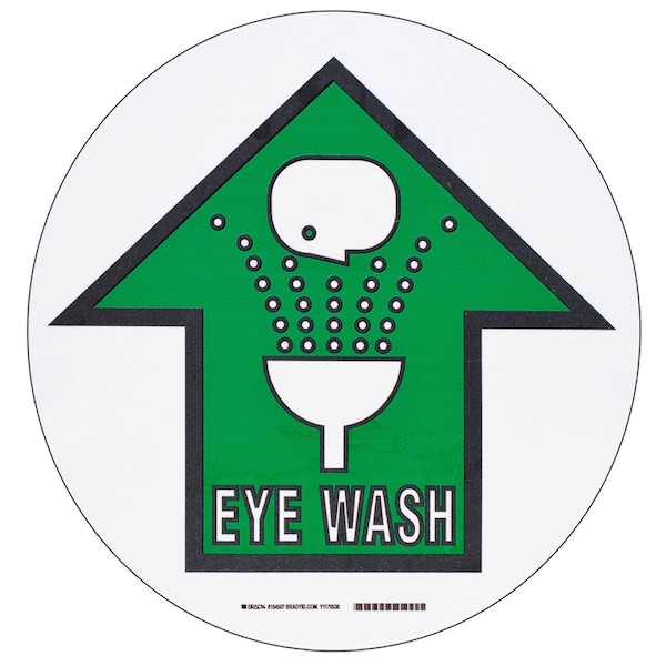 Brady Floor Safety Eye Wash Sign, 17in Dia x 0.011in D, Polyester 104507 - main