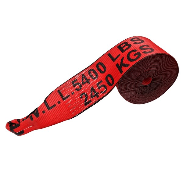 Tie 4 Safe 4'' x 60' Winch Straps w/ Loop End WLL: 5,400 lbs. Red. TWS44-60-R-C-1 - main