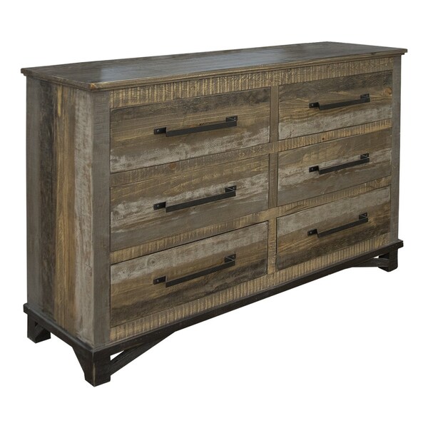 Homeroots 62" Brown Solid Wood Six Drawer Double Dresser 524537 - main