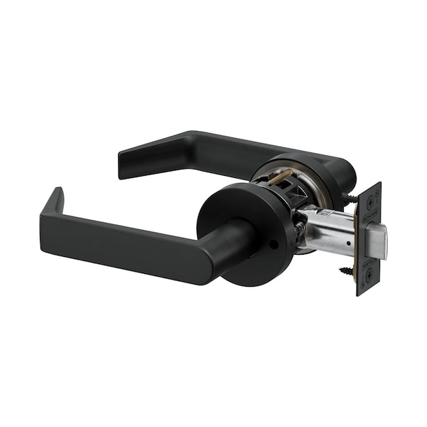 Schlage Grade 2 Bath/Bedroom Privacy Tubular Lock, Non-Keyed, Rhodes Lever, A Rose, Matte Black Finish PT40 RHOA 622 - main