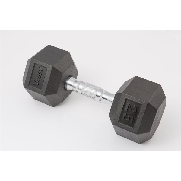 York Barbell Rubber Hex Dumbbell with Chrome Ergo Handle - 7.5 lbs YO626645 - main