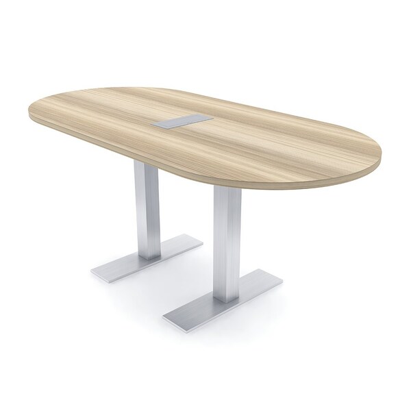 Skutchi Designs 6 Person Conference Table With Power Unit | 6' Racetrack Table | Harmony Series HAR-RAC-36X72-T-K525-ESIL - main