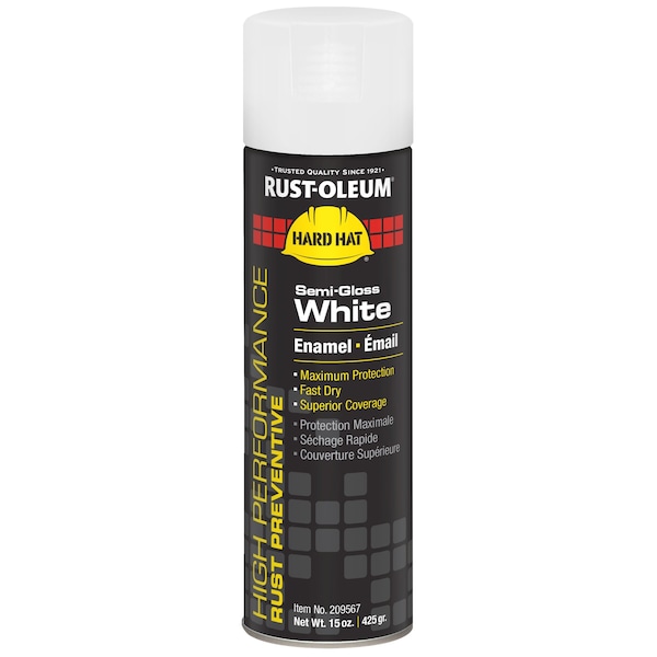 Rust-Oleum Rust Preventative Spray Paint, White, Semi-Gloss, Solvent, 15 oz 209567 - main