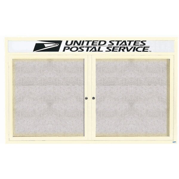 Aarco Illuminated Outdoor Enclosed Bulletin Board w/ Al Frame Header, Powder Coated Ivory, 48''Hx72''W ODCC4872RHIIV - main