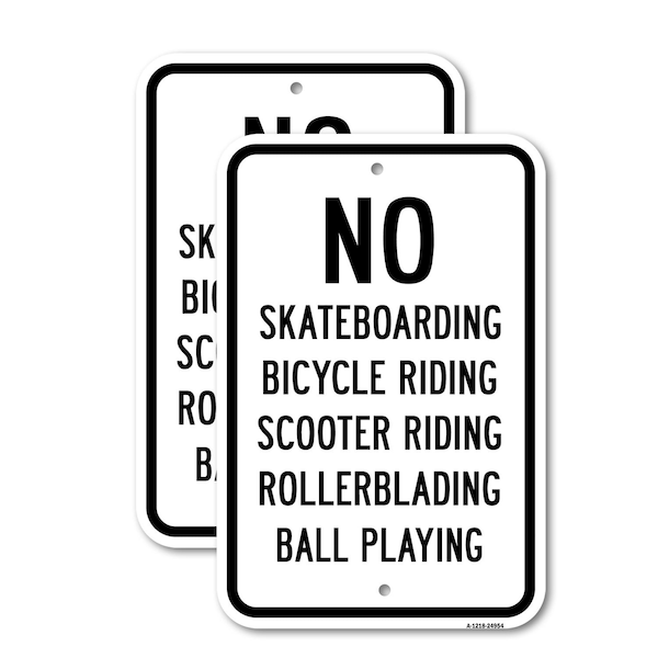 Signmission No Skateboarding Bicycle Riding Scooter Riding Heavy-Gauge Aluminum, 18" x 24", A-1824-24954 A-1824-24954 - main
