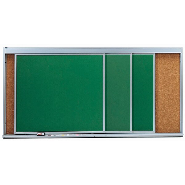 Aarco Horizontal Sliding Unit, w/ 4 Tracks, High Gloss White Porcelain Markerboard Panel, 48''Hx96''W HSU48-4 - main