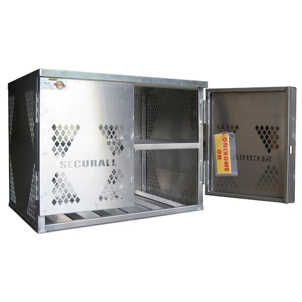 Securall 6 Cylinder Horizontal Aluminum LP & Oxygen Gas Storage Cabinet, 20 or 33 Lb, Standard Door LP6S - main