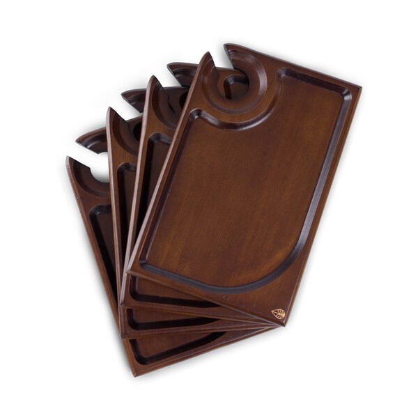 Picnic Time Family Of Brands Rectangle Wine Appetizer Plate Set of 4, Stained Parawood 875-04-505-000-0 - main