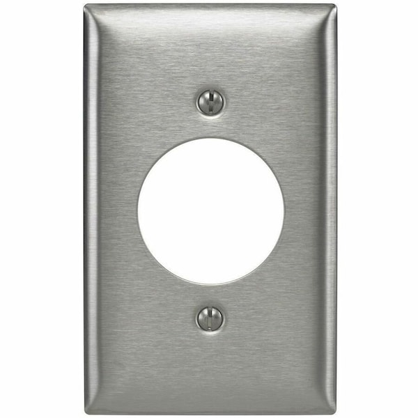 Hubbell Wiring Device-Kellems Single Receptacle Wall Plates and Box Cover, Number of Gangs: 1 Stainless Steel, Brushed Finish SS720 - main