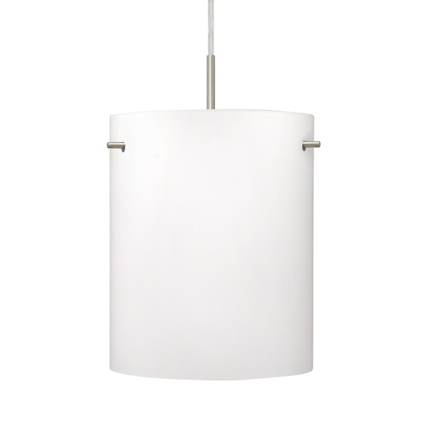 Besa Lighting Besa Tamburo 8 Pendant, Opal Matte, Satin Nickel Finish, 1x 11W LED 1JT-400607-LED-SN - main