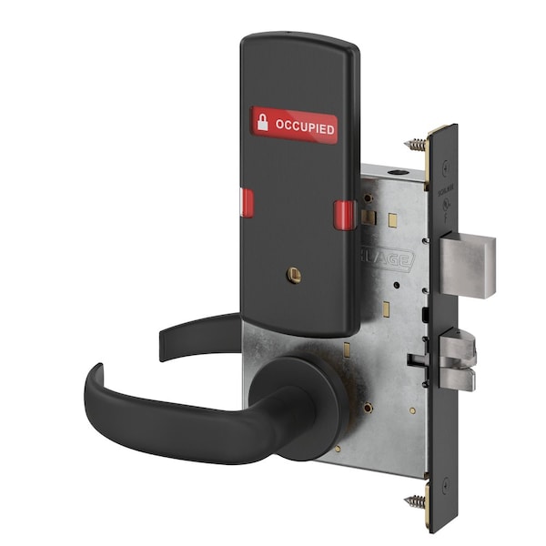 Schlage Grade 1 Privacy W/ Deadbolt Mortise Lock, 17 Lever, Flat Black Coated L9440 17A 622 OS-OCC - main