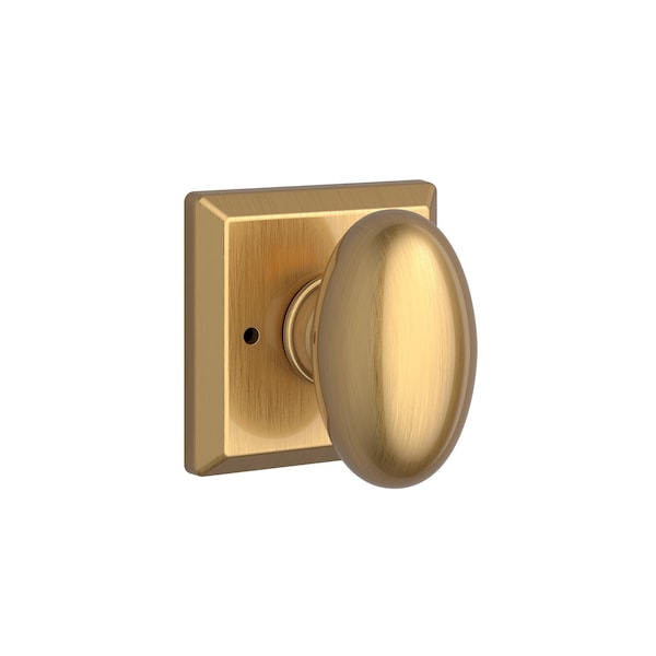 Baldwin Privacy Ellipse Knob and Traditional Square Rose with 6AL Latch and Dual Strike Lifetime Satin PVELLTSR044 - main